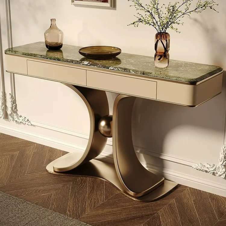 شرفة من الحجر الطبيعي الفاخر، خزانة الشرفة مع أدراج، الدخول إلى الباب، الممر ضد الحائط، الفن الإيطالي البسيط #4