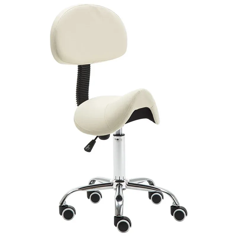 Fashion Saddle Stool With Backrest Universal Wheel Beauty Bar Barber Shop Tattoo Nail Makeup Hair Salon Furniture