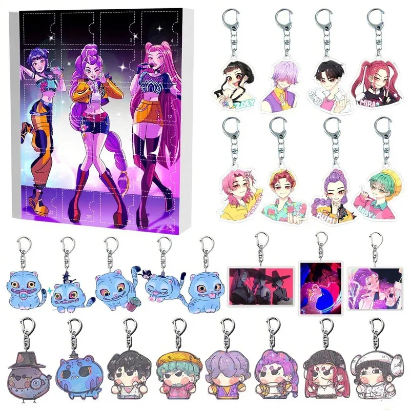 hot Mysterious Box Rumi Mira Zoey Halloween Countdown Calendar Keychain Kids Festival GiftKPopDemon Hunters Surprise Box HUNTR/X