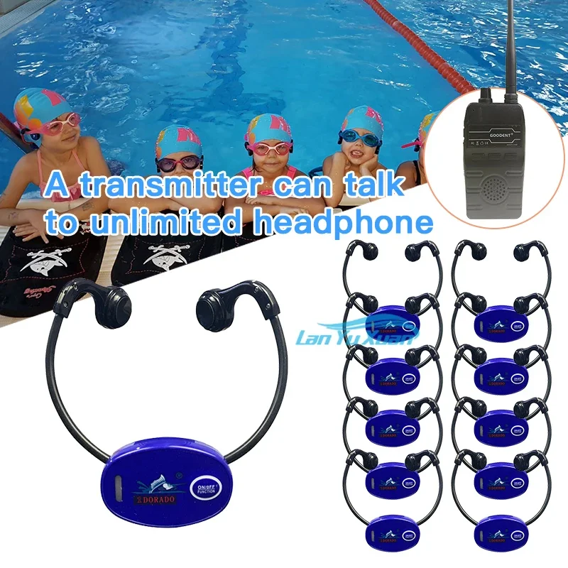 1 Set of H-902 Wireless Waterproof Radio Headphone for Swimming Coaching Underwater Live Audio