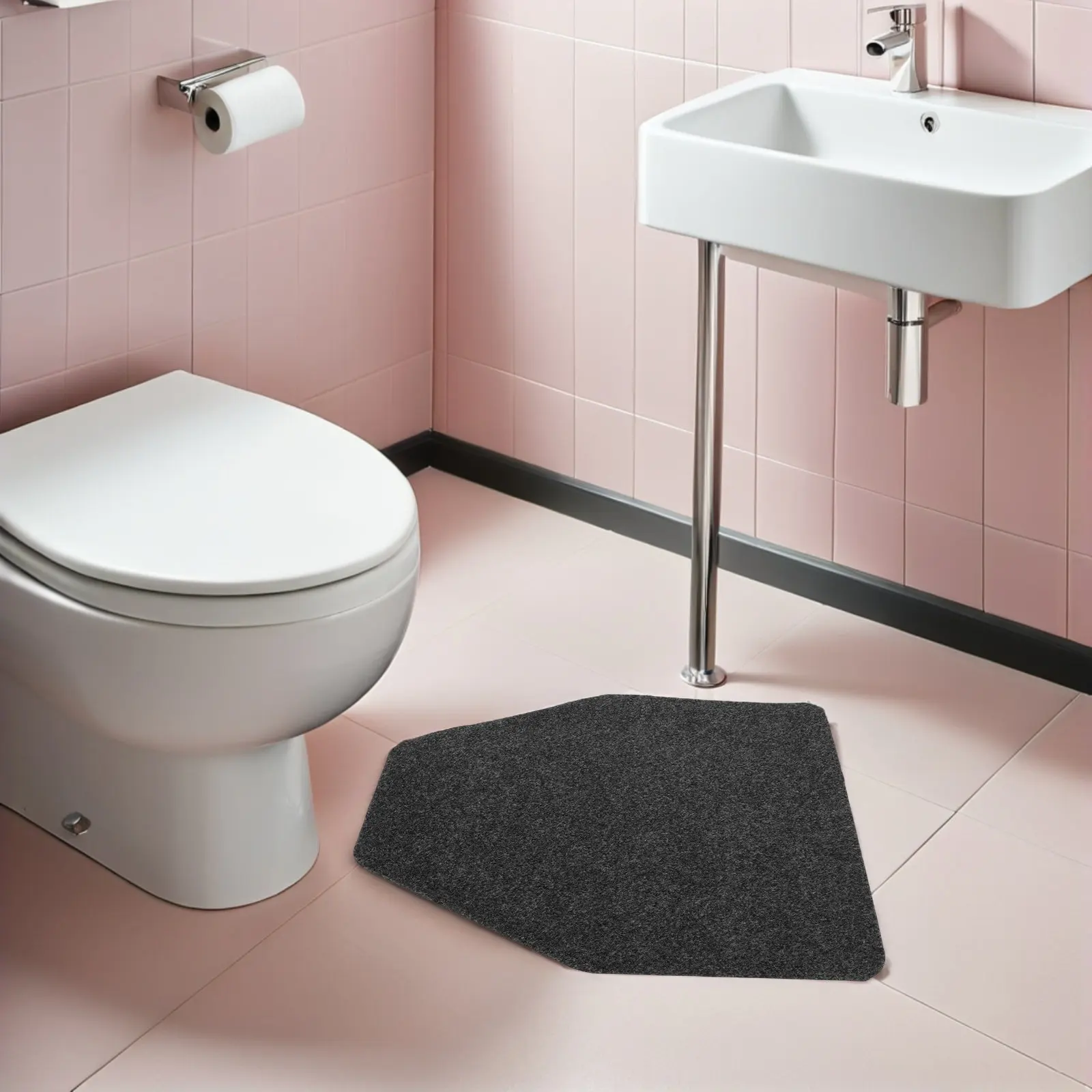 

6Pcs Grey Bathroom Floor Mat Washable Urinal Pads Non-Slip Men Urinal Mats Commercial Water Absorbent Toilet Floor Protector