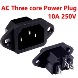 AC-04 Black 3Pins Terminal Male Plug lEC320 C14 Inlet Power Plug Socket Panel Mount AC 250V10A Charging Outlet