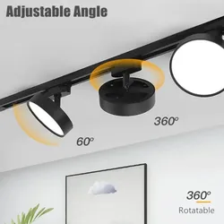 Dimmable 220V 1 Phase 3 Phase LED Track Light 10W 15W 20W 25W Rail Lamps 2 Wires 3 Wires 4 Wires LED Spotlight for Shop Store