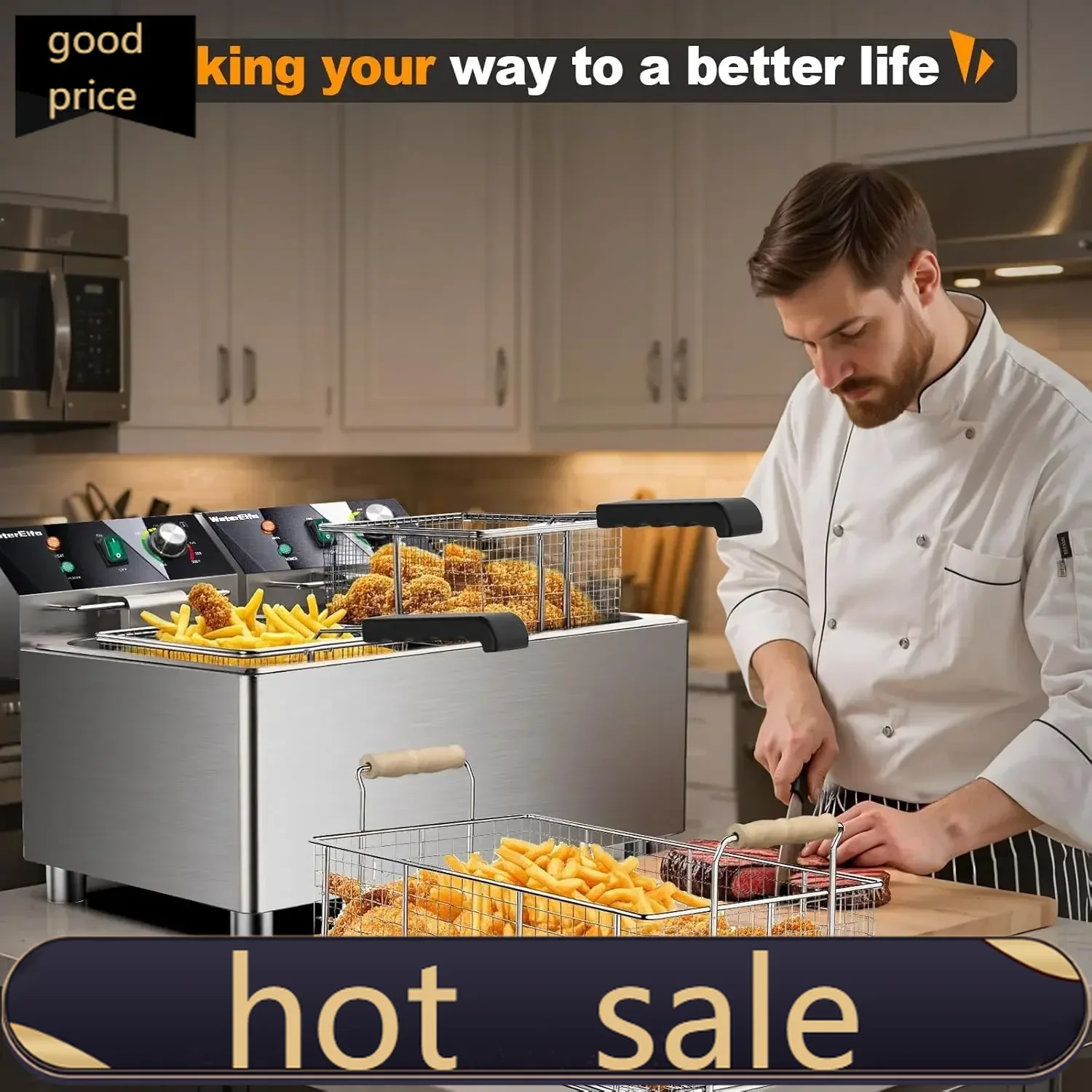 

Бестселлер: Электрическая фритюрница для индейки, коммерческая фритюрница с корзиной, 3600 Вт, 27,4 л (26 л), с таймером, глубокая фритюрница с регулируемой температурой.