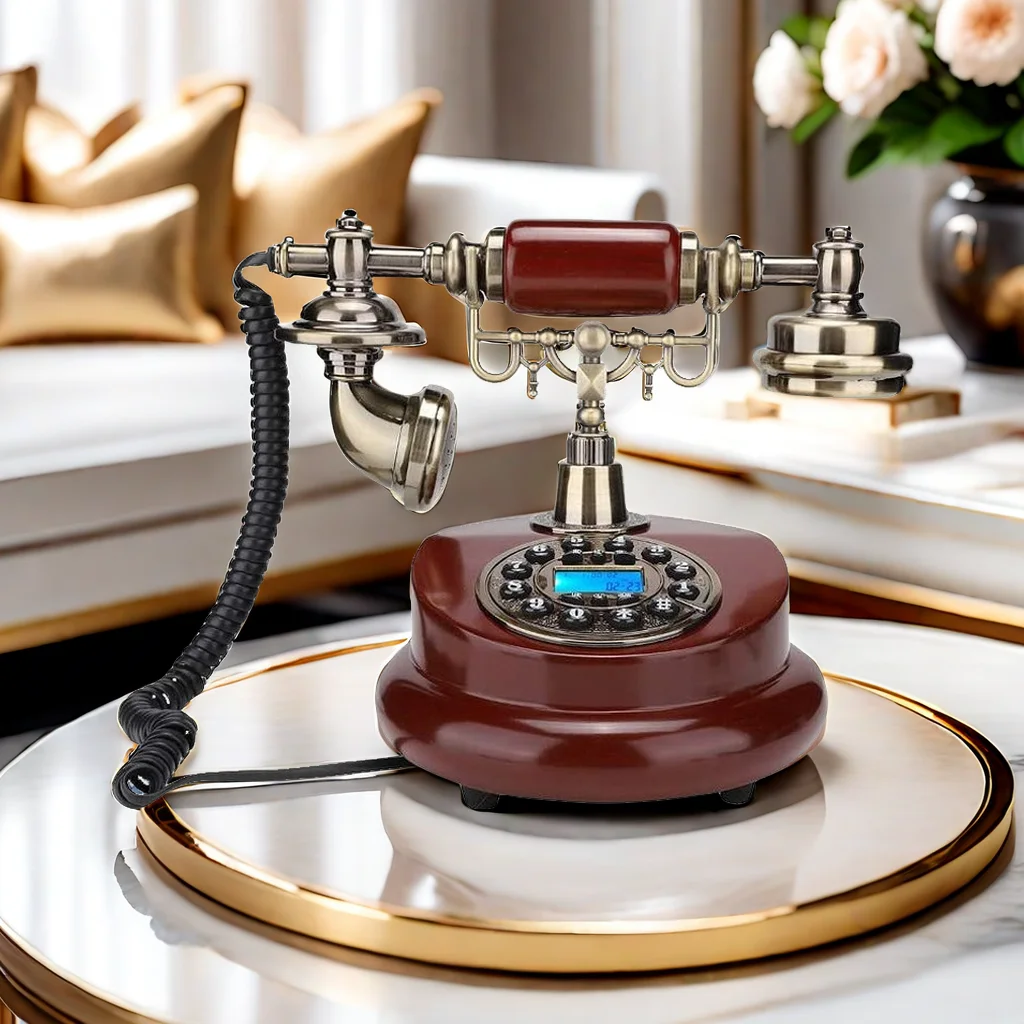 Retro Corded Telephone Antique Fixed Landline Phone, Vintage Rotary Dial Telephones, Old Fashion Home Decor Desktop Phone