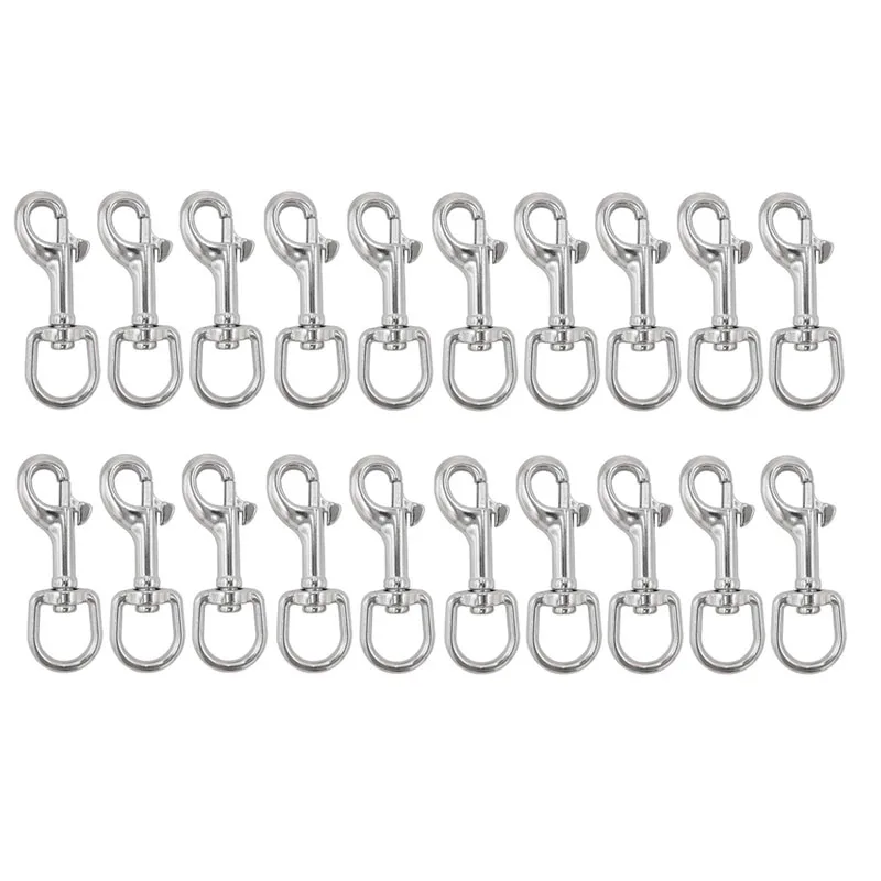 316 Stainless Steel Swivel Eye Bolt Snap Hook,Single Ended Trigger Snap Clips for Diving/Pet Leash/Key Chain/Flag Set of 20