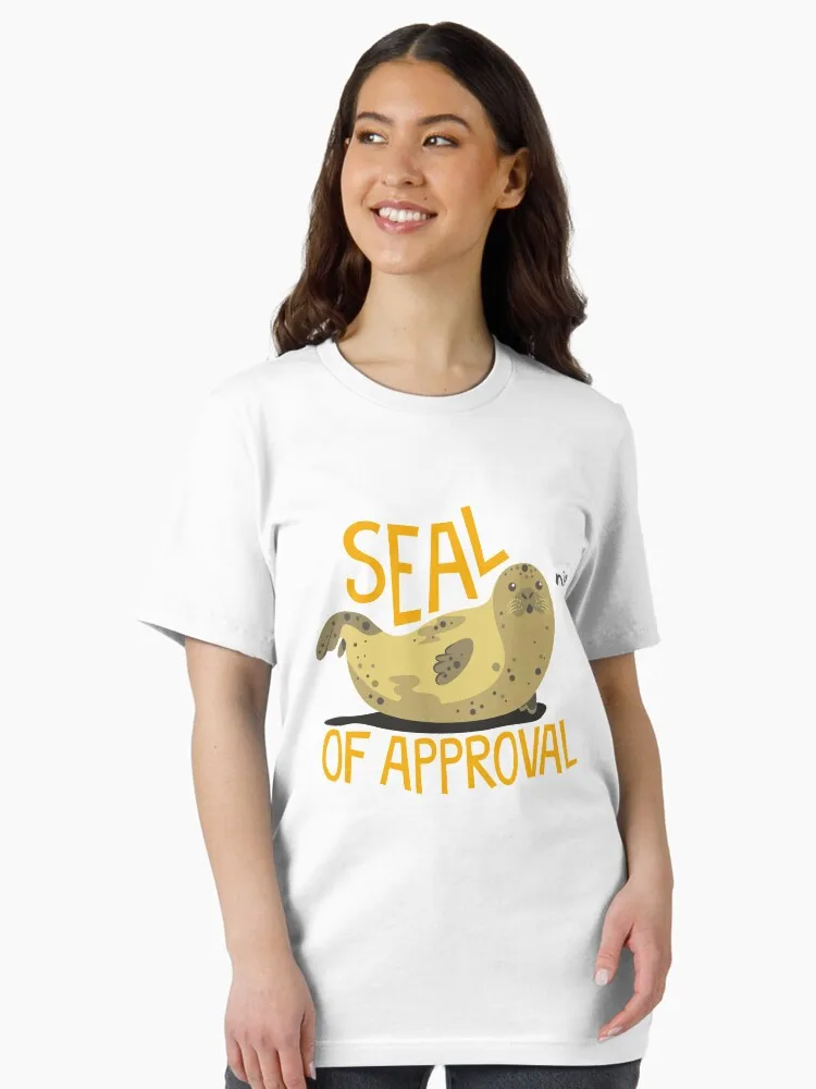 

Cute Seal Graphic Print Summer Luxury Brand Pure Cotton Men's and Women's T-shirt Short Sleeve Street Fashion Trend Clothing