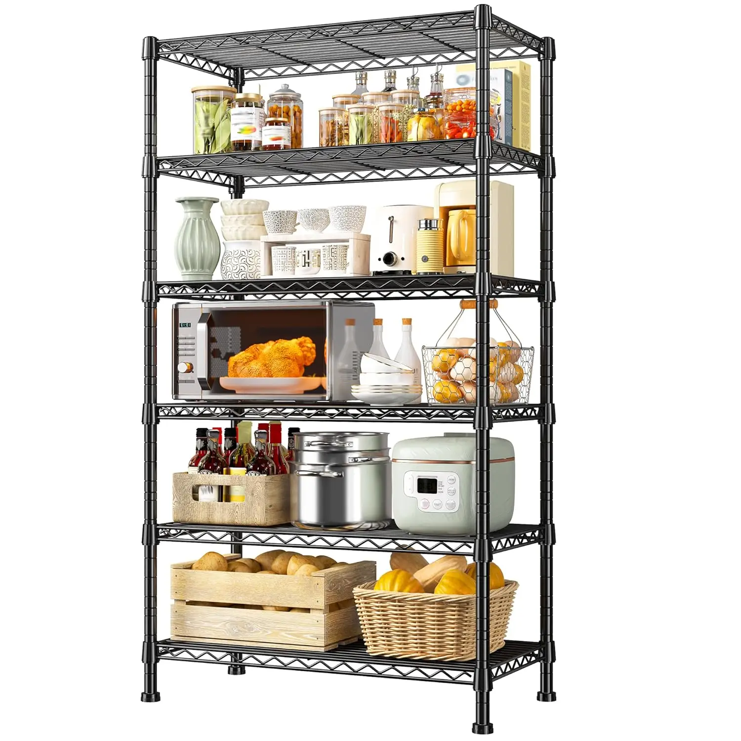 

6-Tier Storage Shelves Metal Shelving for Storage Load 1000 LBS,Wire Shelves Heavy Duty Shelving Unit Adjustable, Customized