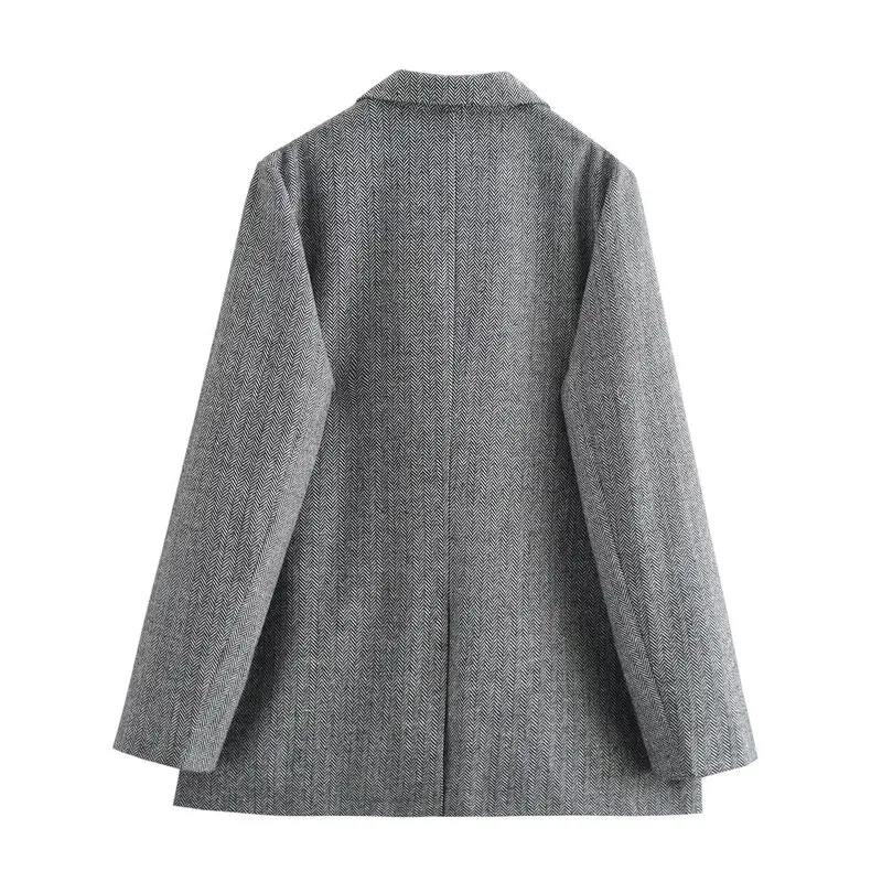 가을 겨울 신상 여성 패션 혼합 소재 긴 소매 스트레이트 컷 라펠 수트 재킷 다용도 클래식 스타일