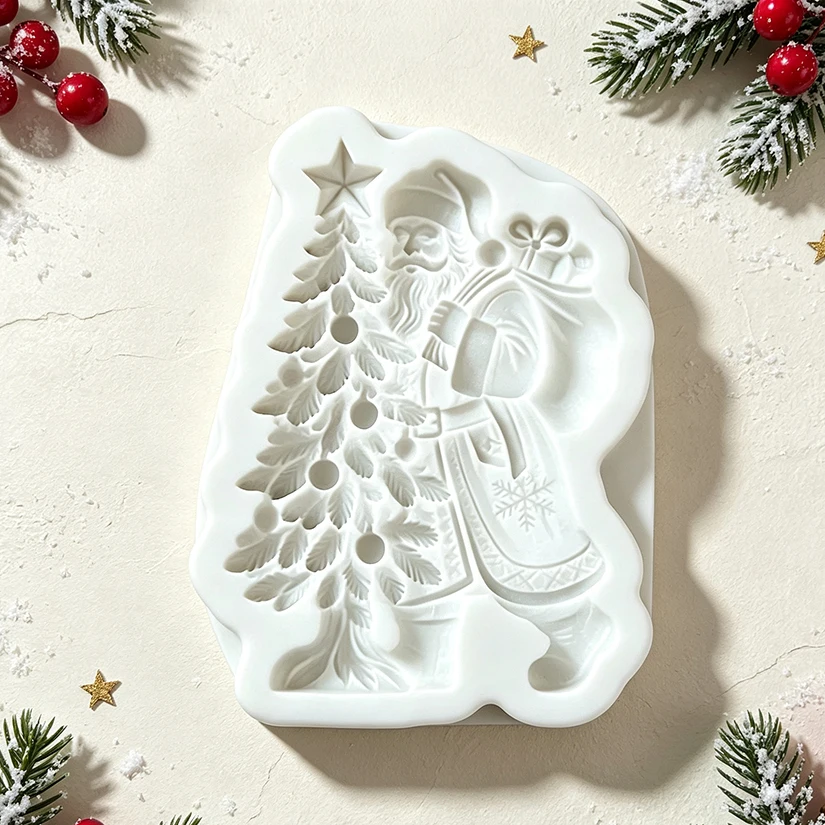 Holly Berry Christmas Tree Santa Holly Berry Silicone Mold for Sugarcraft Resin Cupcake Baking Fondant Cake Decorating Tools