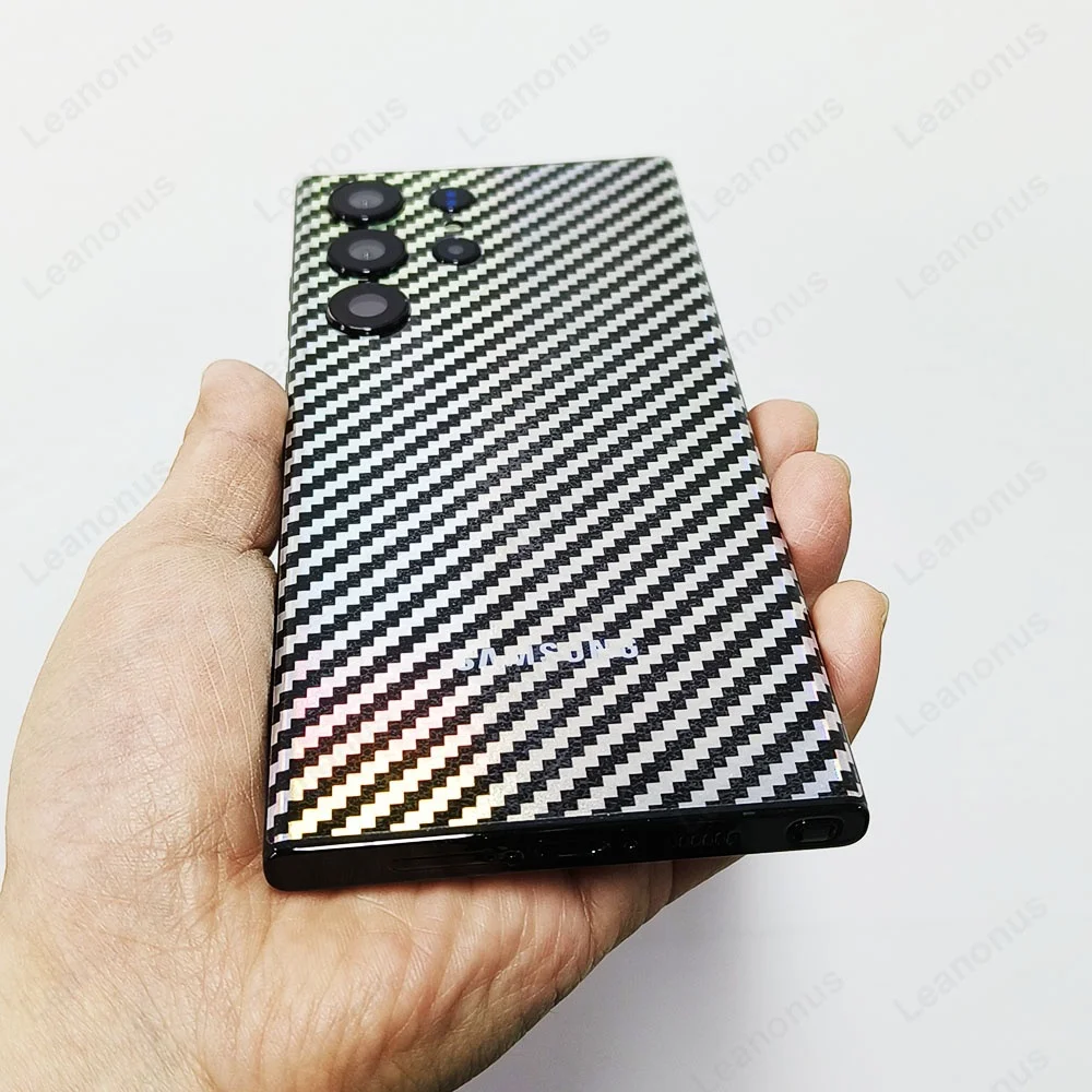 Aurora Carbon Fiber Skin for Samsung Galaxy S23 S22 S21 S24 Note 20 Ultra S10 Plus Back Protector Film Cover Gradient Sticker