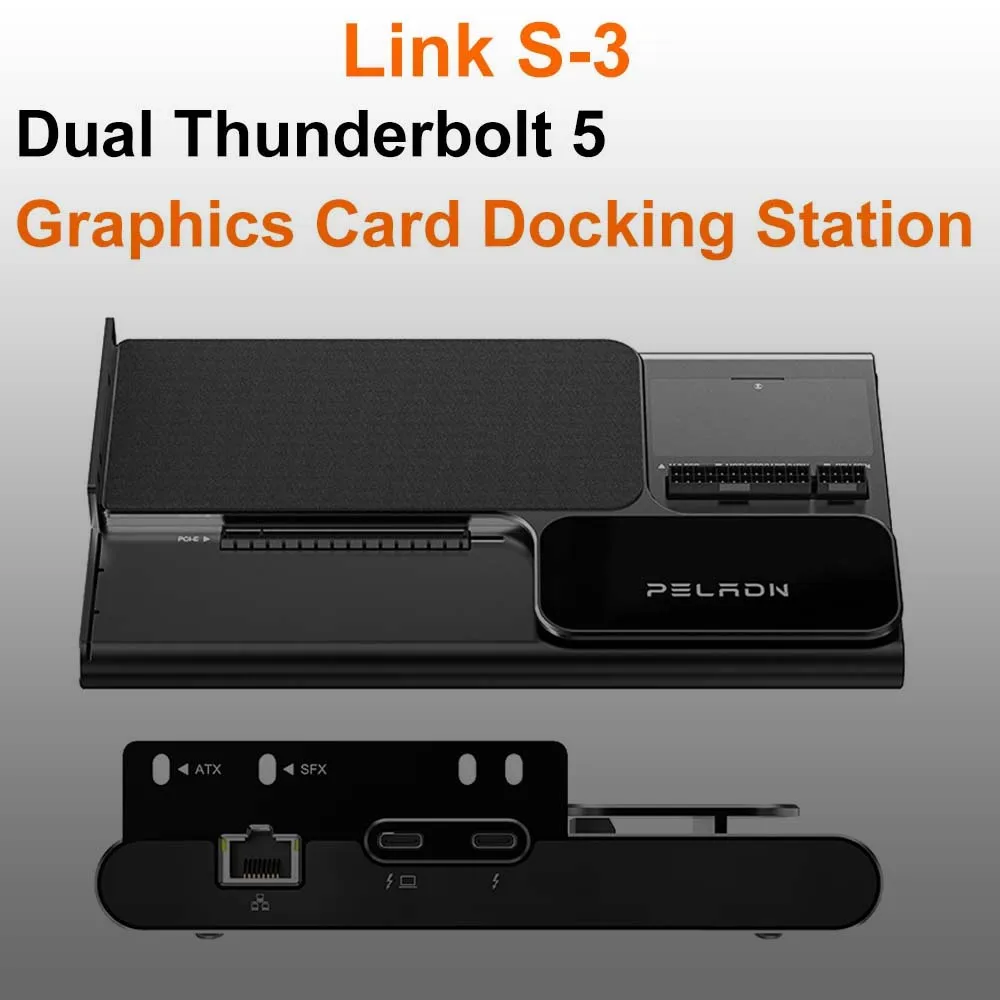 

PELADN Link S-3 Dual Thunderbolt 5 Graphics Card Docking Station OCulink PCIe x16 Slot 2.5G RJ45 LAN 1*PCIe3.0 x1 M.2 Slot