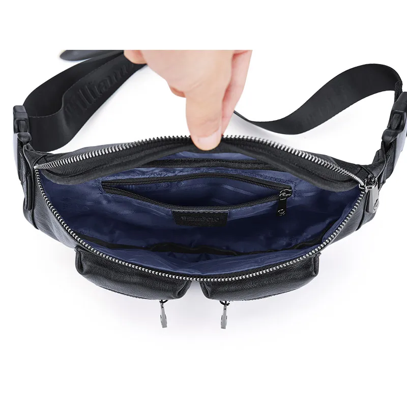 Bolso de pecho de cuero Real para hombre, a la moda bandolera de piel de vaca, bolso de cintura personalizado