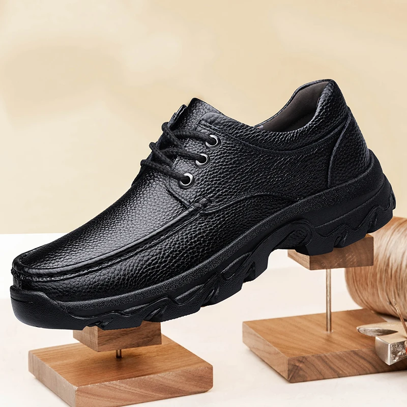 

Genuine Leather shoe Outdoor Casual Men Shoes lace up Adult Black dress Autumn Winter shoes Wear-Resisting big size 48 49 50 51