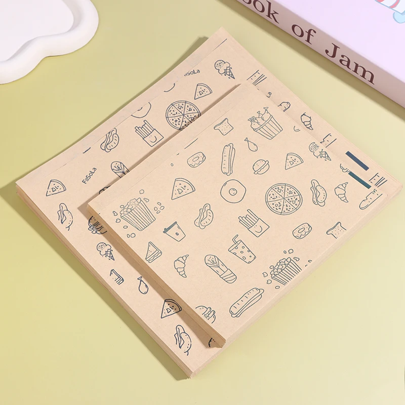 50Pcs Greaseproof Kraft Paper Bags - Disposable Food Wrapping Packaging for Baking Kitchen Plate Mat Accessories
