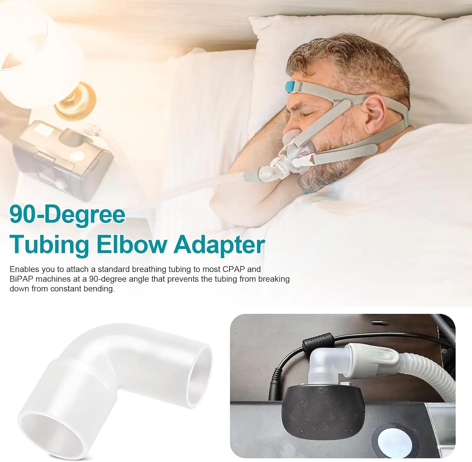 CPAP-Winkelanschluss, kompatibel mit ResMed AirSense10, AirCurve10, Resmed 11, 90-Grad-Universal-CPAP-Schlauch – Detail 3