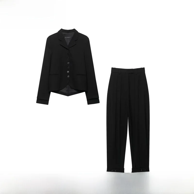 Early Autumn New Women's Fashion Suit Jacket Casual Pants Button Decorated ZR Style Long Sleeve Polyester Fiber Workwear