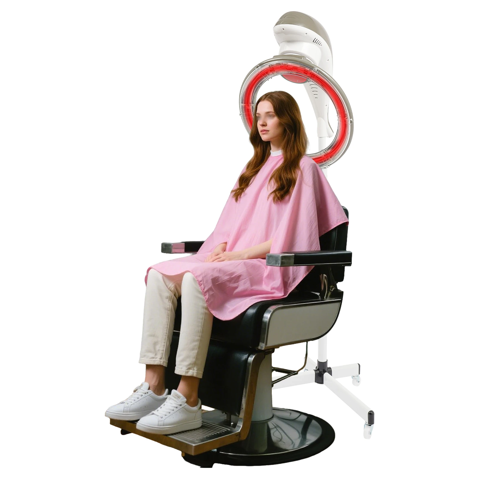 

Фен BYMAOCAR 950 Вт, 110 В, 360 ° Вращающийся нагревательный диск с регулируемой высотой для парикмахерских, салонов красоты