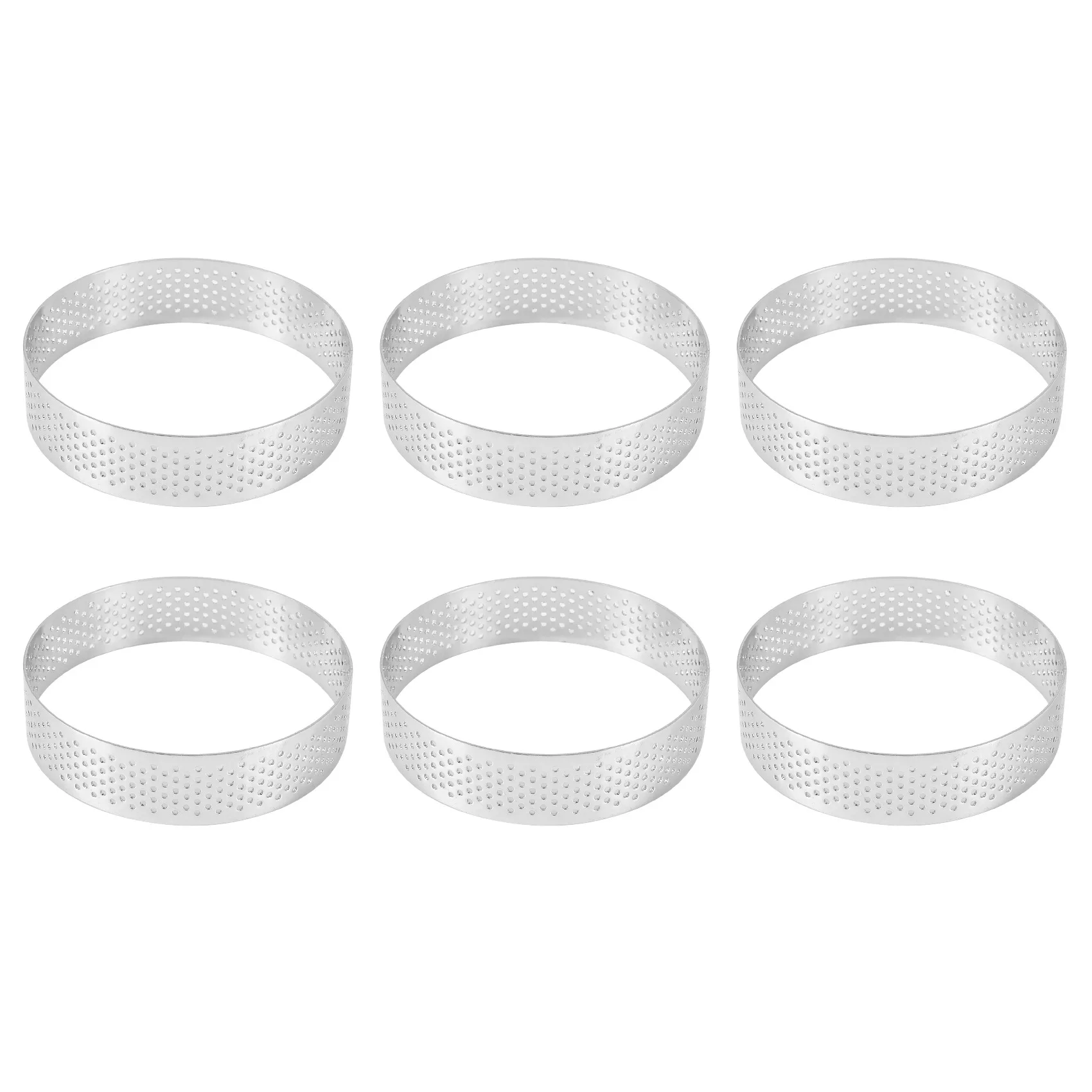 6 Pack Stainless Steel Tart Rings, Heat-Resistant Perforated Cake Mousse Ring,Cake Ring Mold,Round Cake