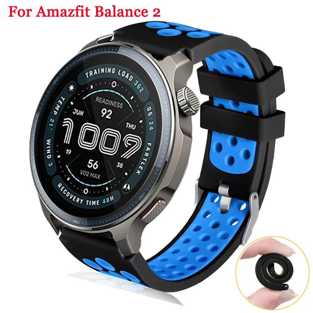 Bracelet en Silicone respirant de 22mm, pour Amazfit Balance/2, pour Amazfit Bip 6 5 5 Unity/Cheetah Round/Pro/GTR 4 3 2 2e