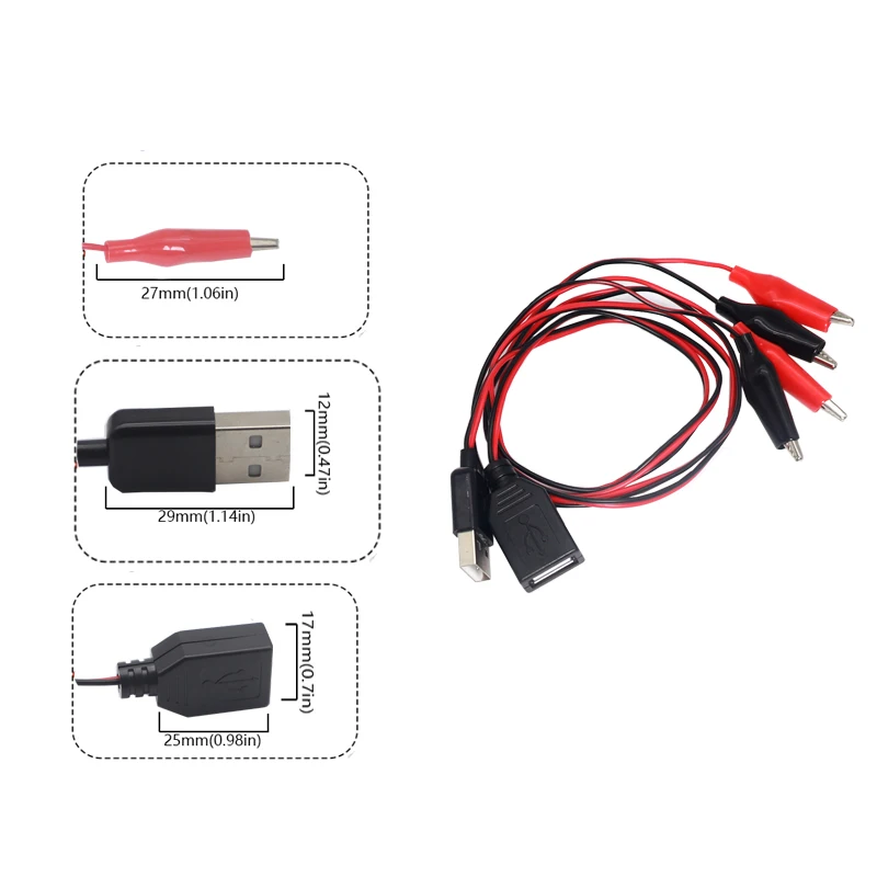 【1PCS】Alligator Clips Crocodile Wire Male/Female To USB Tester Detector DC Voltage Meter Ammeter Capacity Power Meter Monitor