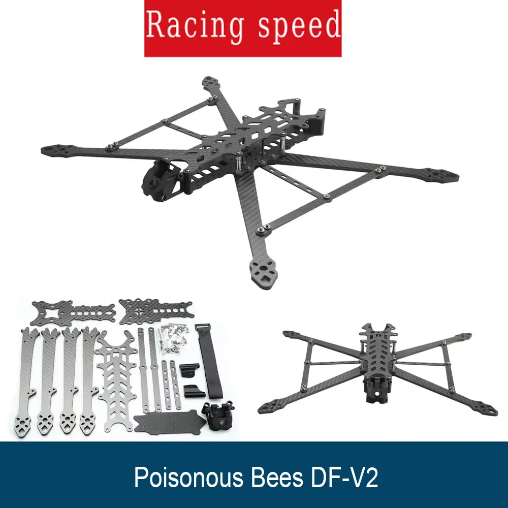 

Poisonous Bees DF-V2 FPV Drone Frame Kit - Carbon Fiber RC Quadcopter Freestyle Drone Kit 8/9/10 Inch 367/387/427mm for Long Ra