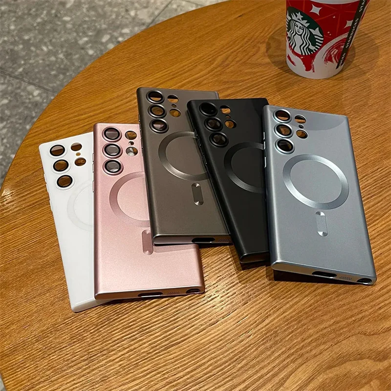 Luxury Magnetic Wireless Charging For Magsafe Cases For Samsung S22 S23 S24 Ultra Plus S21 Fe Shockproof Soft Bumper Back Cover