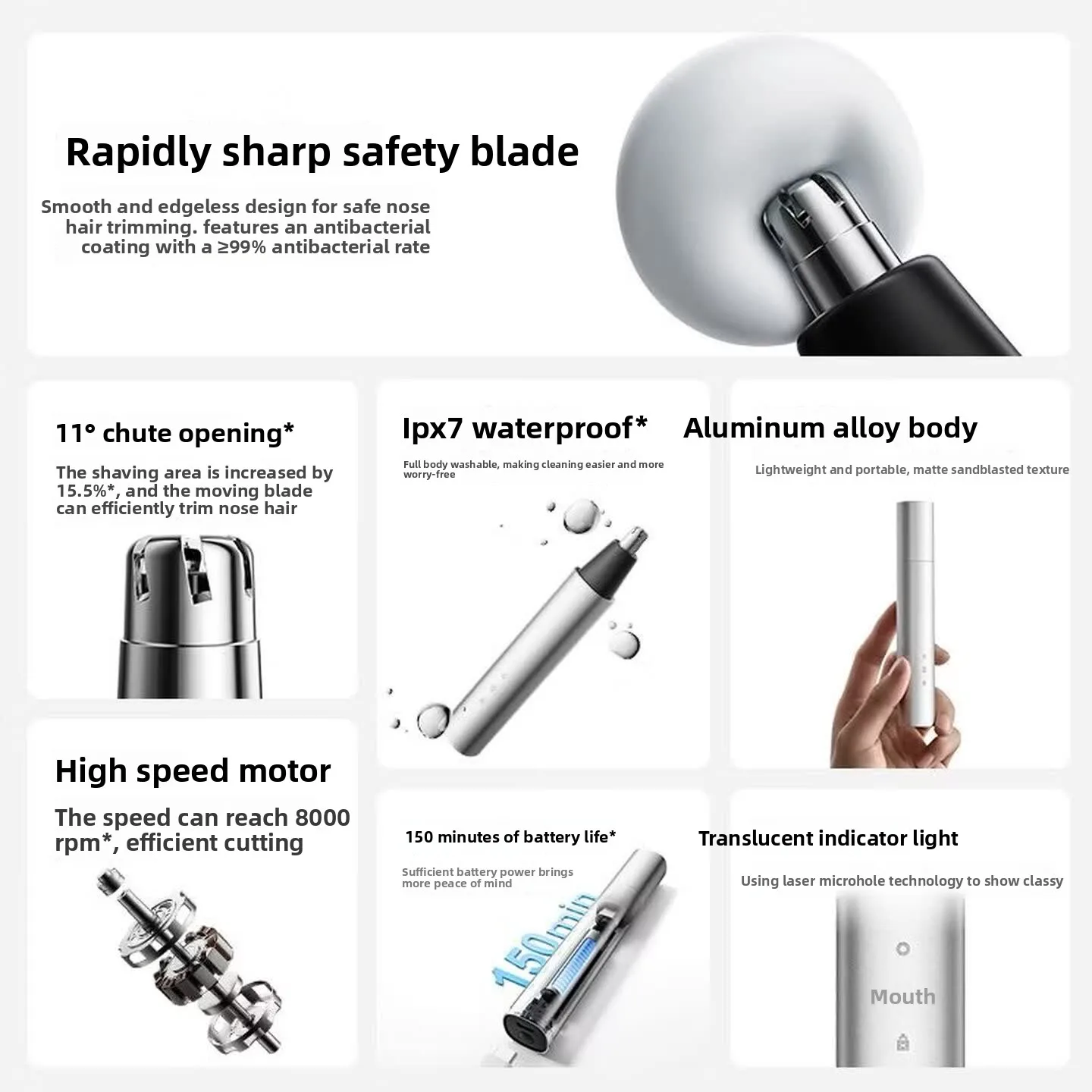 Mijia Pro Electric Nose and Ear Hair Trimmer Rechargeable Portable Mini Hair Clipper Nose Cleaner Gift for Father Boyfriend