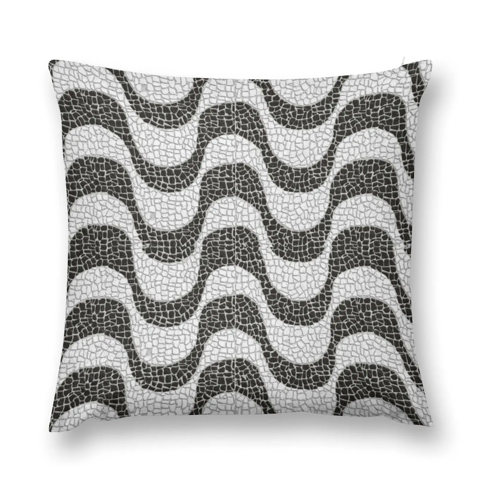 

Copacabana Beach Sidewalk Rio de Janeiro, Black and White Portuguese Waves Pattern Throw Pillow bed pillows pillow