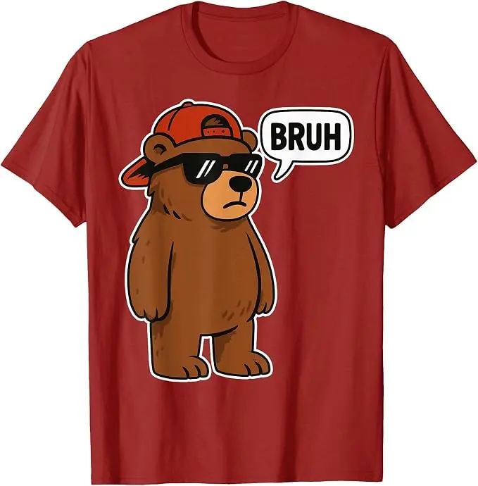 Cool Bruh Bear Herren Damen Jungen Teenager Lustiges Bären-T-Shirt Y2k Wildnis und Sarkasmus Spruch-T-Shirt Baumwolle Kurzarm Grafik-Bekleidung – Detail 11