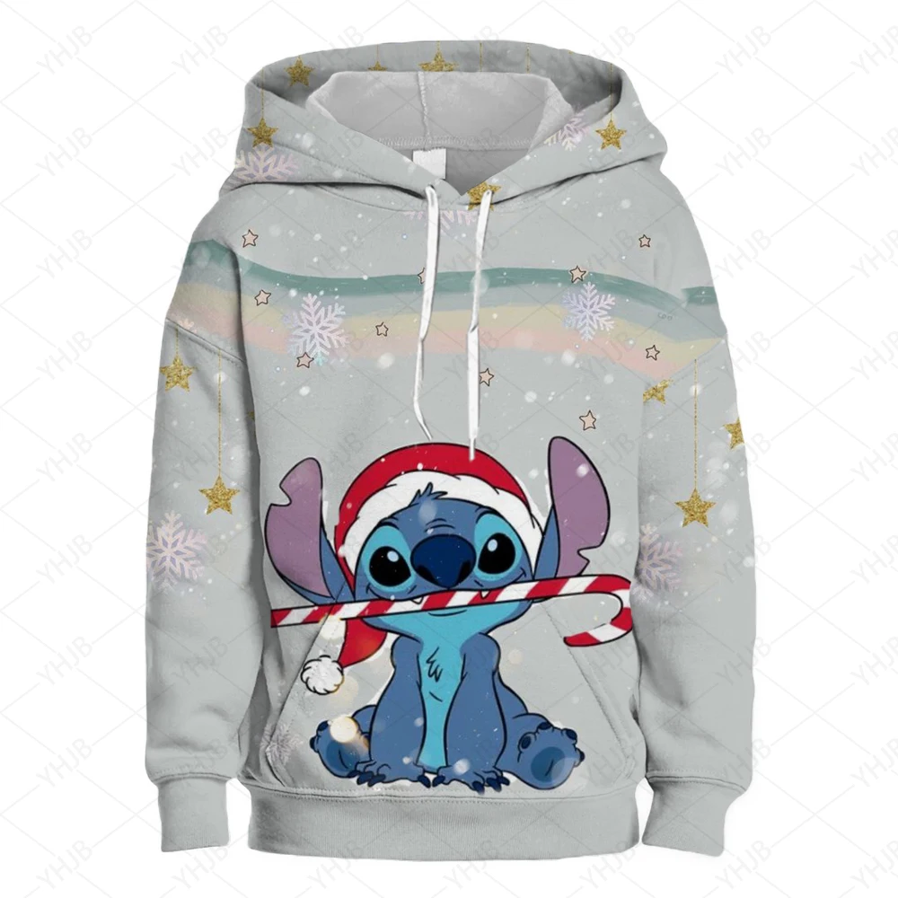 

Stitch Iong-sleeved Sweatshirt For Girls Merry Christmas Autumn Thin Round Neck Sweatshirt Anime Cartoon Joint Fashion Trend Top