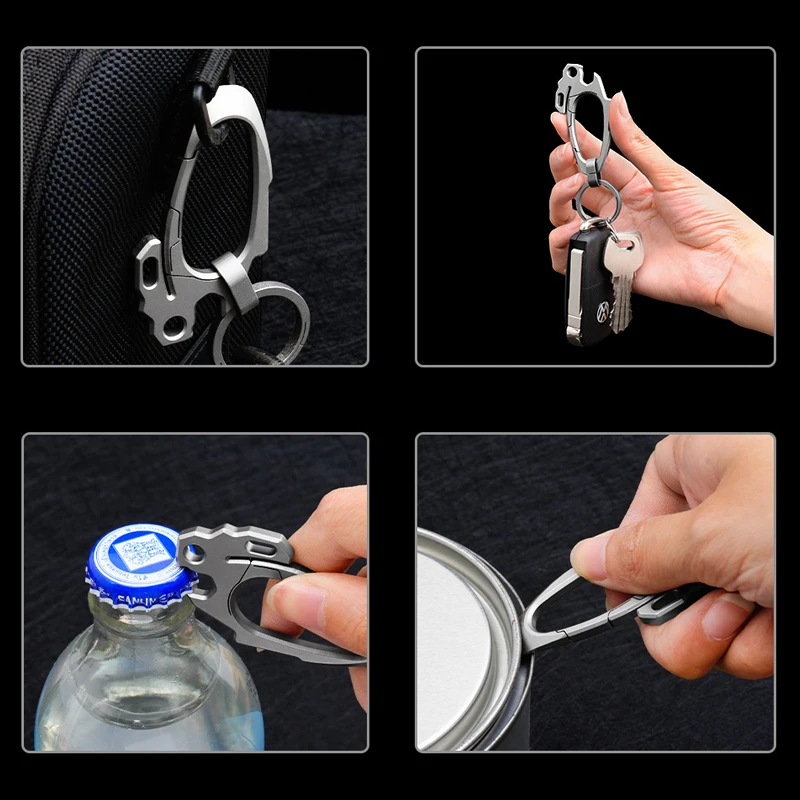 Outdoor Titanium Alloy Multifunctional Keychain EDC Pry Bar Bottle Opener Nail Remover Tool
