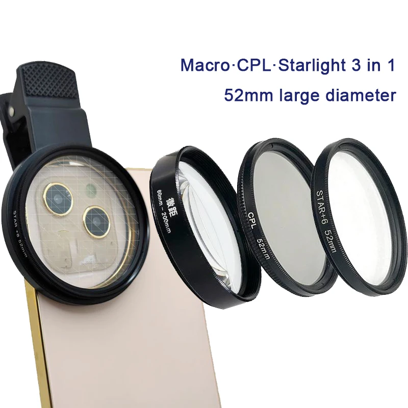 Mobile Phone Lens 52mm Starlight Lens Jewellery Ambience Sparkling Beautiful Starlight Photography Starlight Filter Lens