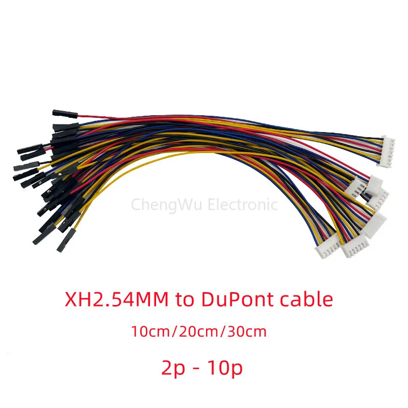 10pcs XH2.54 To DuPont 2.54mm Double End Connecting Line 1P Female 2/3/4/5/6/7/8/9/10P 10/20/30cm 26AWG Jumper Wire