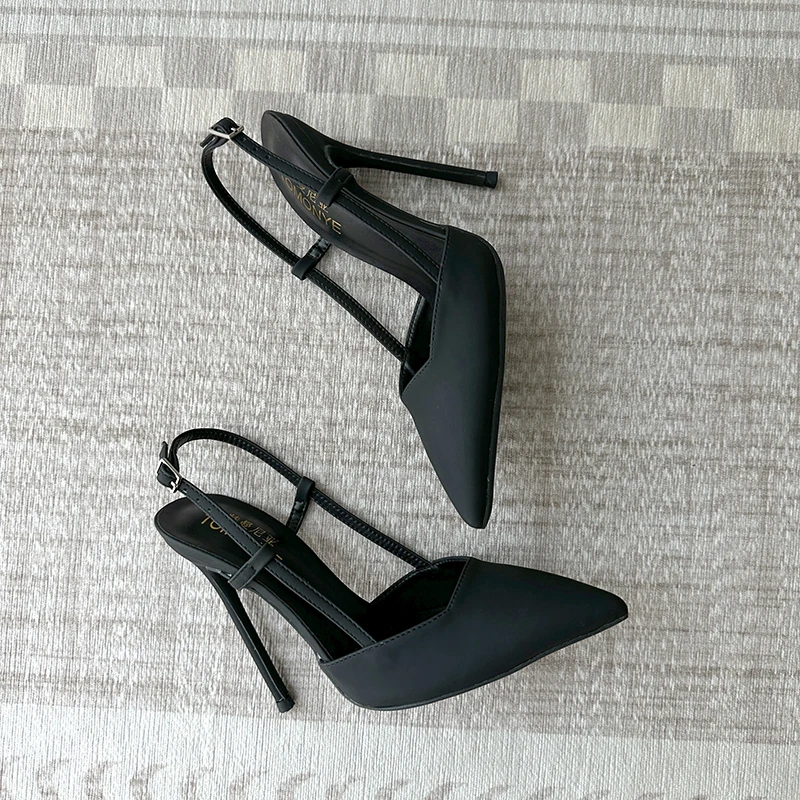Brand Designer Black White Matte Pointed Toe Summer Sandal Hot Sale Women Lady Big Plus Size Evening Dress Shoes On Sale Discoun