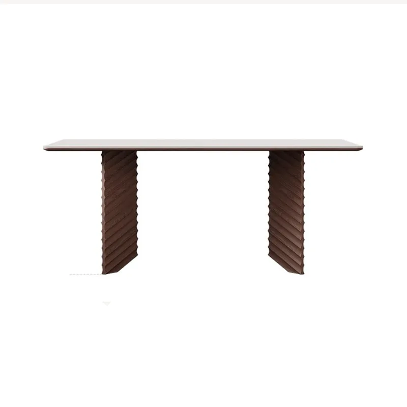 Medieval style solid wood rock slab dining table rectangular oak walnut dining table