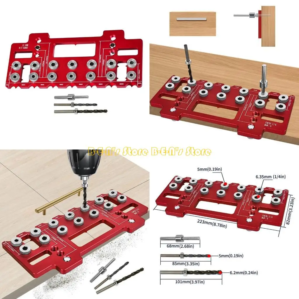 

Y1AD Shelf Pin Jig 1/4Inch Shelf Pin Drilling Guide Precise Cabinet Mounting Templates Jig 32mm Woodworking Straight Hole