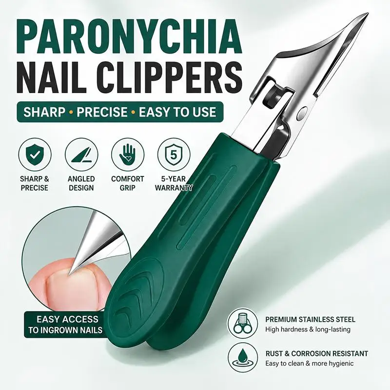 Stainless Steel Angled Edge Nail Clipper Sharp Blade Non Slip Handle Thick Ingrown Toenail Pedicure Manicure Tool