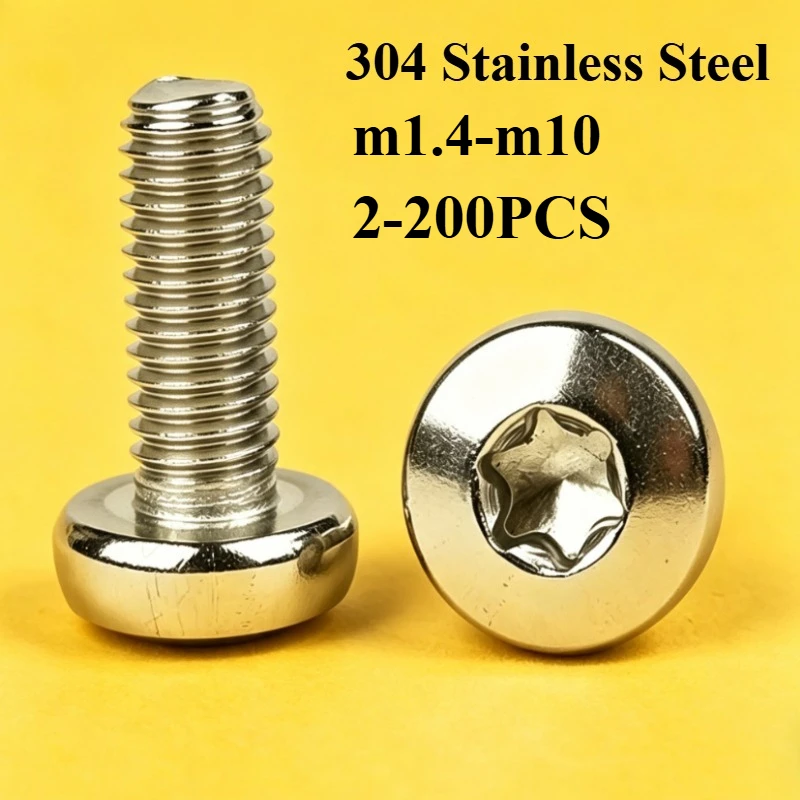304 Stainless Steel Torx Pan Head Screw M3 M4 M6 M8 M10 Star Drive Bolts ISO14583 Metric Thread Machine Fasteners Assortment
