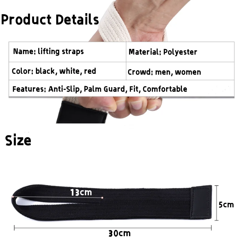 1 Pair Lifting Wrist Straps for Weightlifting Powerlifting Bodybuilding Heavy-Duty Cotton Grips Band Man Women Deadlift Straps