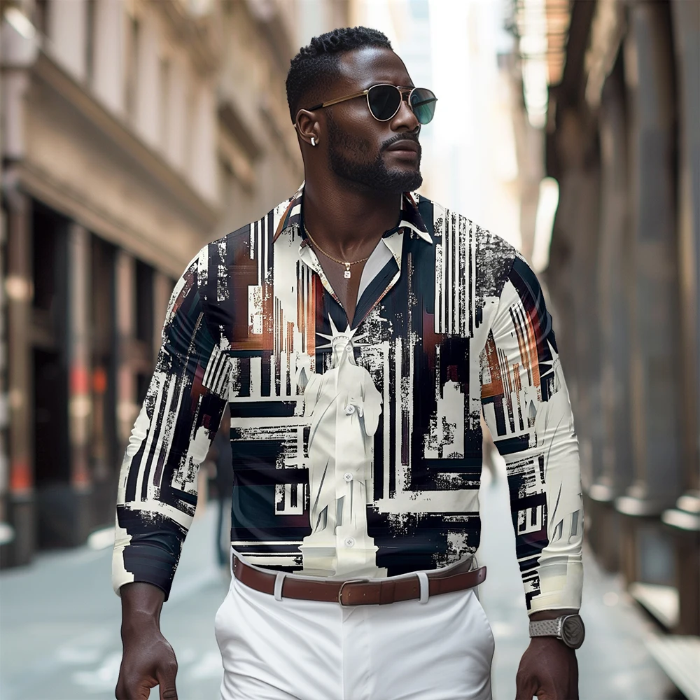 

Oil painting victory goddess statue pattern long sleeved shirt, Spring and Autumn new style