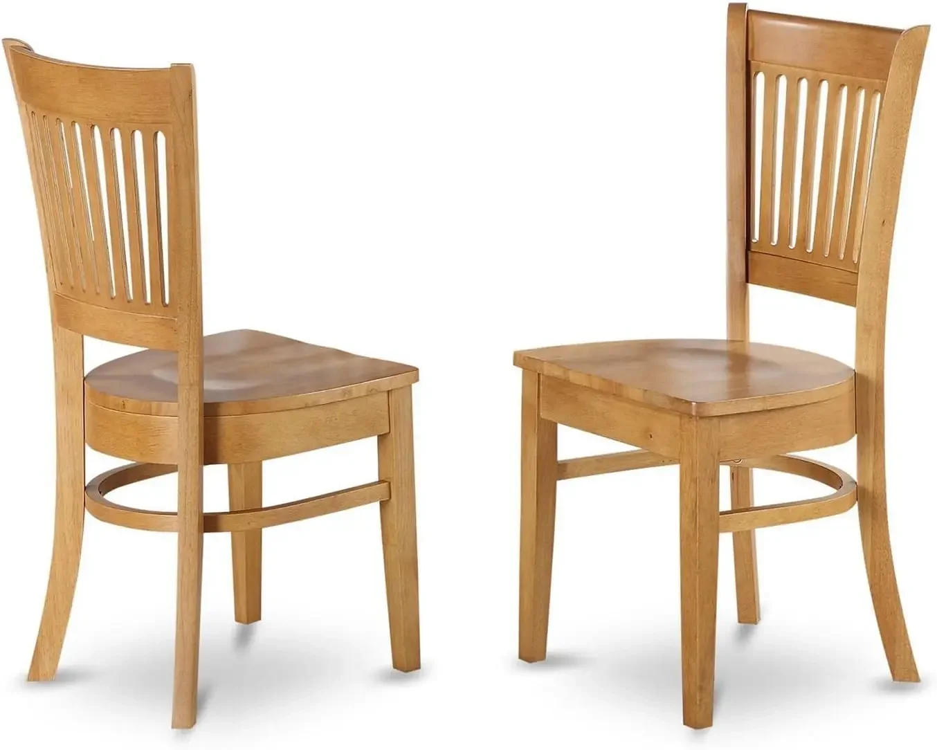 VAC-OAK-W Vancouver Kitchen Dining Chairs - Slat Back Wooden Seat Chairs, Set of 2, Oak