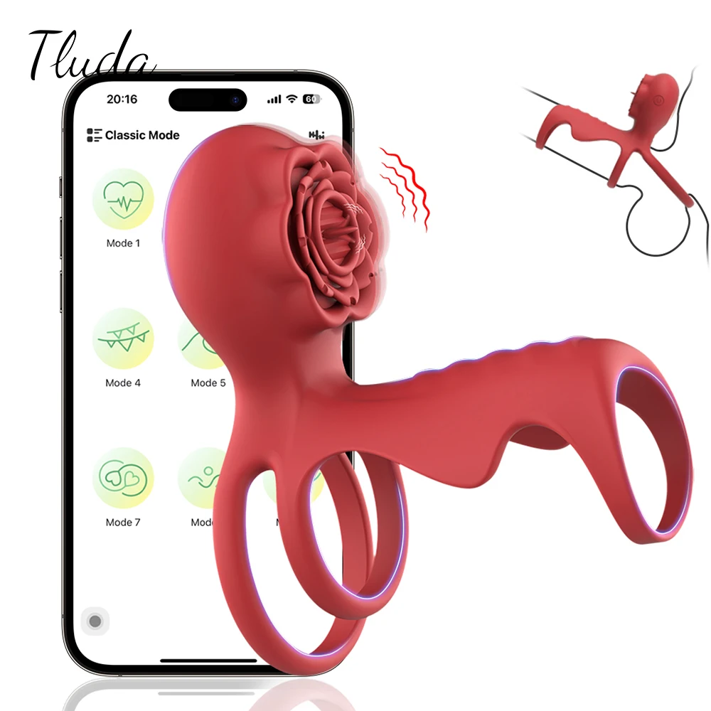 APP Control Vibrating Cock Ring Penis Ring for Men Ejaculation Delay Clit Vagina Stimulator Adult Goods Sex Toy for Couples