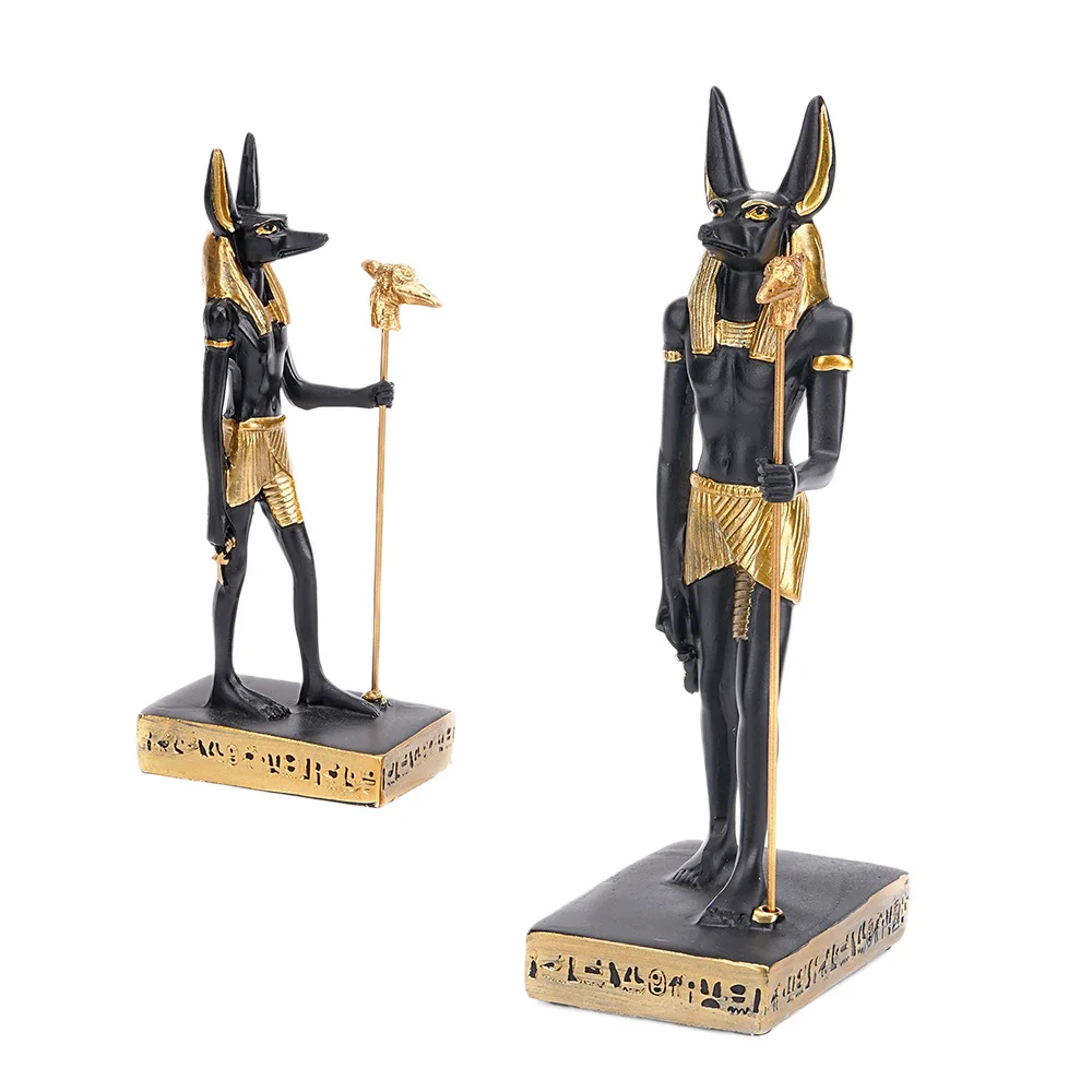 Anubis Egyptian God Statue Resin Ancient Guardian Figurine Desktop Home Decor For Living Room Bedroom Office Vintage Collectible