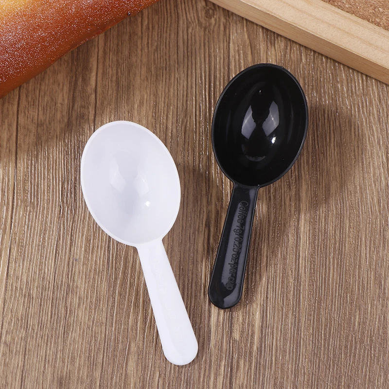 △ 10Pcs Black White Measuring Teaspoon Scoop Plastic 7g 15ml Measuring Spoons Milk Powder Spoon Coffee Beans Container Scoops