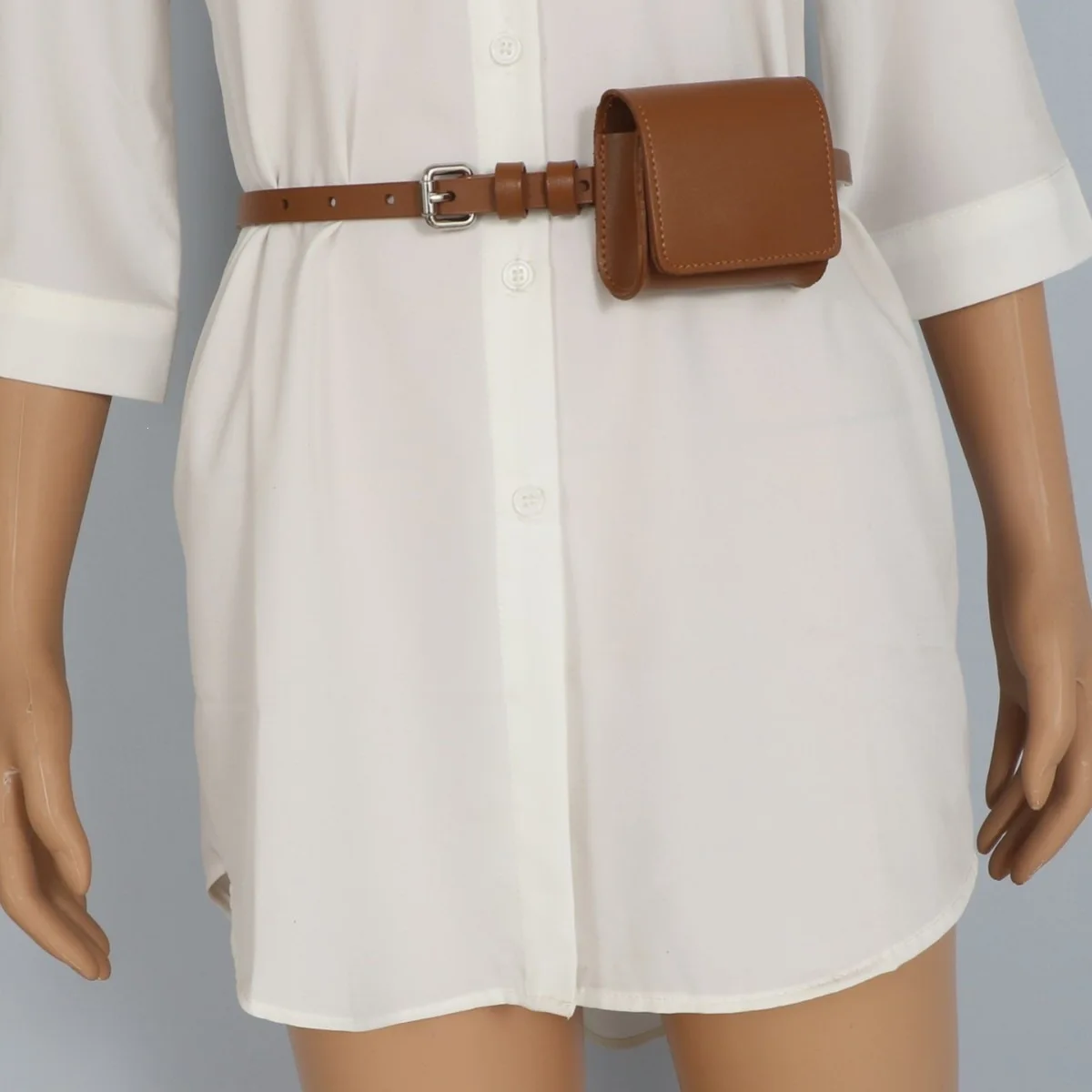 New Women's Bags Square Small Steamed Bread Casual Fashion Mini Waist Bag with Belt Can Put Earphones Waist Packs Female 2026