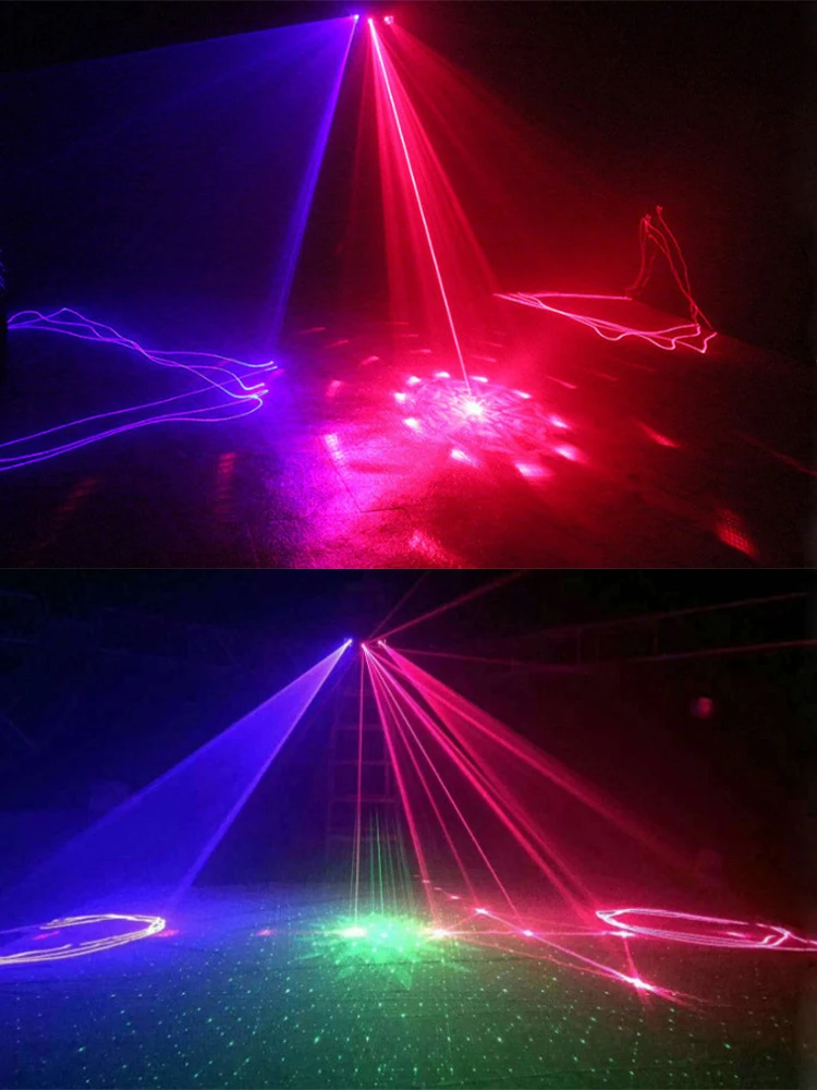 Four Eyes DJ Laser Light RB Line Scanning with RG Patterns Effects Stage Lighting Projector Sound Actived Disco Party Lights