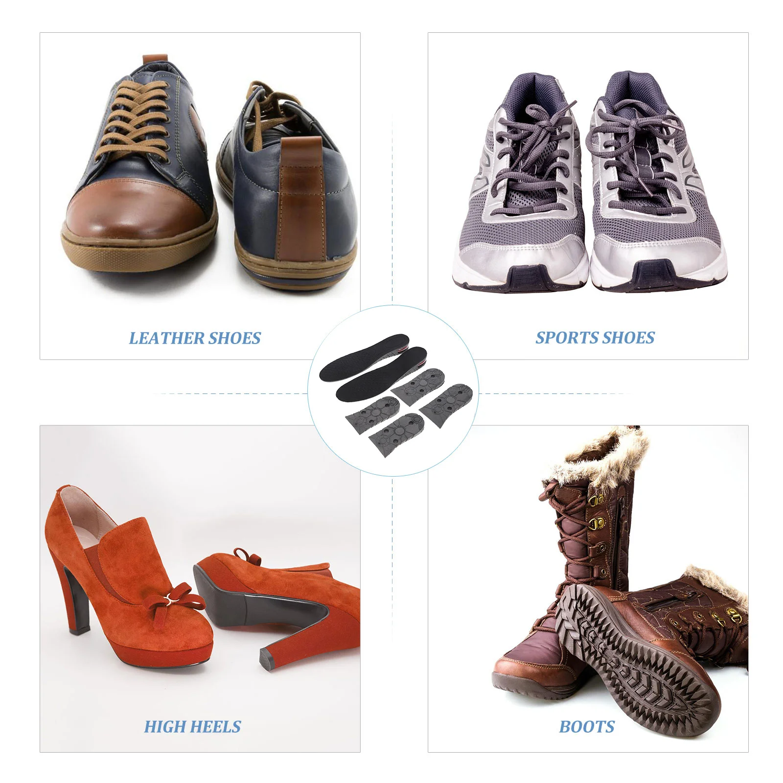 

Camel Unisex Breathable Three-Layer Invisible Increased Insole Elevator Shoe Pad Black Anti-Slip Comfort Moisture Wicking