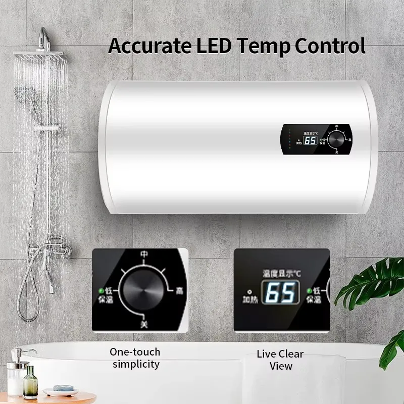 IPX4 30L Vertical Electric Water Heater Energy Efficient Wall-Mounted RV Bath Shower Smart Features for Household Plastic