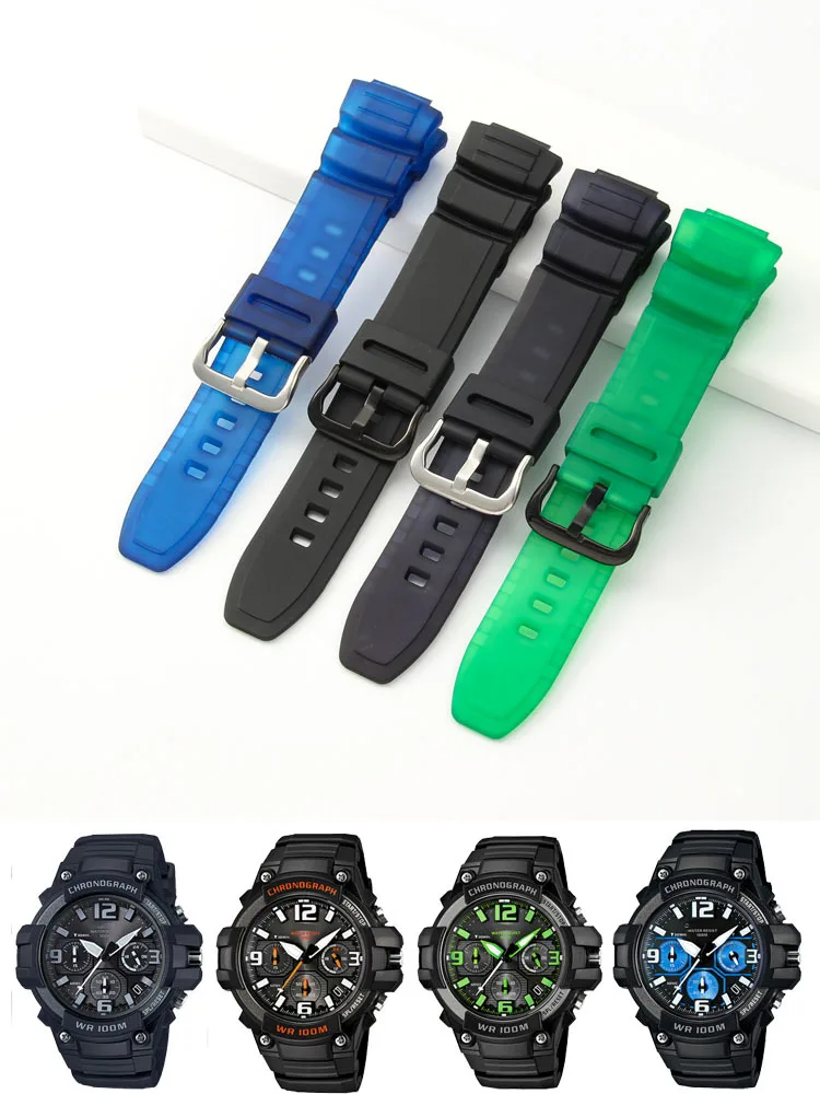 For Casio High Quality Rubber Convex Interface Watchbands MCW-100 Mcw110 W-S220 AE-2000w 16mm Multi-Color Soft Accessories